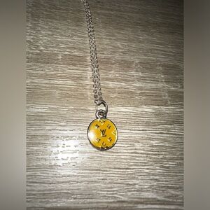 😍Reversible teeny tiny LV Pendent with 925 Silver Necklace with Lobster Clasp😍